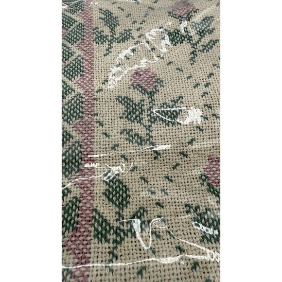 Vtg Cannon Cotton Throw Blanket Cottage Roses NOS Woven Beige Grandma USA - Picture 1 of 14